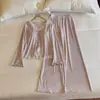 Pijama de Terciopelo de Isla Nuevo Otoño/Invierno 2026 para Mujer, Tallas Grandes, Cuello en V de Encaje con Almohadillas en el Pecho, Conjunto de Ropa de Casa de Manga Larga