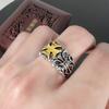 Anillo de cruz dominante hip hop bicolor plata tailandesa oro negro cruz abierta flor de lis ejército europeo y americano anillo Tuo
