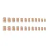 Manicure Floral Branca Elegante e Exquisita, Unhas Francesinha Nude Usáveis, Unhas Curtas, 24 Peças de Adesivos de Unha Postiça Prontos