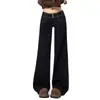 Pantalones de Mezclilla Versátiles de Pierna Recta, Ajustados, Adelgazantes, Doble Botón, Estilo Retro Americano Elástico Acampanado, Color Original, Transfronterizos 2026