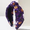 Novo Tecido Estampado com Elementos de Halloween para Acessórios de Cabelo com Diamantes, Chapéu de Abóbora Fantasma, Faixa de Cabeça Fashionável Estampada para Feriados para Mulheres
