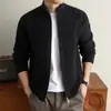 Yingao estilo old money novo suéter cardigã masculino outono e inverno gola semi-alta zíper casual cor sólida jaqueta suéter transfronteiriça