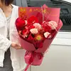 Papel de Empaque para Bodas Shangjin con Lámina Dorada, Papel Decorativo Engrosado para Compromiso y Envoltura de Ramos de Boda Rojos, Venta al por Mayor