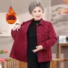 Casaco Retrô de Mãe Novo Outono Inverno Jaqueta de Algodão Floral Roupas de Vovó Quente de Veludo Fino Roupas de Algodão Roupas para Idosos