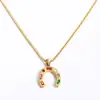 Collar Colgante de Calidoscopio Hexagonal con Símbolo de la Suerte de Acero de Titanio Europeo y Americano Incrustado con Circonita de Colores para Mujer Nicho Clavícula 18K