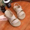 Sandalias romanas de playa para mujer, verano 2023, nuevas, de color sencillo, con hebilla, plataforma y cabeza redonda, de hada
