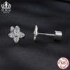 Pendientes Evelle de moissanita con trébol de cuatro hojas y brillo en plata de ley 925 y platino. Joyas para mujer. Pendientes Joker al por mayor.