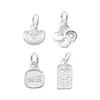 Pingente de lingote maciço s925 de prata pura, dupla face, com motivos de dinheiro e paz, materiais para acessórios de joias de prata para beadwork e montagem DIY