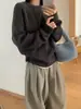 Suéter grueso de punto trenzado estilo coreano con cuello redondo para mujer, nueva colección otoño/invierno 2026, jersey de corte holgado, color liso, efecto adelgazante, prenda base