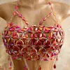 Cadena Corporal de Perlas Hecha a Mano AYJ - Top Halter de Cristal Bohemio - Perfecto para Sesiones de Fotos y Ambiente de Vacaciones