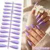 Puntas de Uñas Europeas y Americanas de Moda de Gama Alta Mate de Punta Larga, Colección de Color Sólido, Piezas para Uñas, 24 Piezas