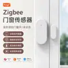 Sensor magnético de puerta inteligente Graffiti Zigbee, sensor inalámbrico para puerta y ventana, luz magnética para puerta, detector dos en uno