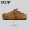 Hit Global Tênis Birkenstock de Solado Grosso para Mulheres 2025 Novo Estilo Outono Aumenta-Altura Meia-Entrada Slip-On Sapatos Preguiçosos para Uso Externo