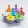 Molde de Picolé de Silicone Molde de Bandeja de Gelo de Silicone Molde de Picolé de 7 Furos Caixa para Alimentos Gelados DIY Molde de Gelo