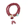 Pulseira de Cinábrio Dupla Fio Pingente de Lótus Trevo de Quatro Folhas Baixo Teor Areia Dourada Roxa Pulseira de Pulso Presente para Amigos Atacado para Transmissão ao Vivo