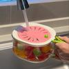 [Buenas cosas de cocina] Cesta de drenaje de dopamina para lavar frutas, cesta de fruta multifuncional doble de grado alimenticio, novedad 2024
