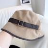 Hebilla de Cinturón de Color Contrastante Sombrero de Pescador Retro Lijado para Mujer Otoño e Invierno Nuevo Sombrero de Cubeta Cálido Todo Fósforo Sombrero de Tela Casual Simple Tendencia