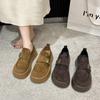 Mocassins com Bico Redondo e Tiras de Velcro Versáteis, Novo Estilo Primavera e Outono 2025, Sapatos Femininos Confortáveis Estilo Birkenstock com Plataforma e Solado Grosso