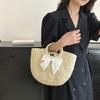 Bolso de paja tipo cubo para vacaciones de verano en la playa, sencillo y pequeño, para mujer, diseño de nicho, 2023