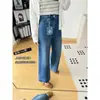 Calça de Perna Larga Petite~  Outono 2026 Nova Calça Jeans de Perna Larga para Mulheres Cintura Alta Nove Pontos Perna Reta H090108
