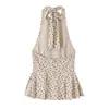 Top de Verano Estilo Europeo y Americano para Mujer, Mezcla de Lino con Lunares, Estilo Globo 2834