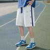 Calça de praia casual estilo Hong Kong masculina com botões laterais, shorts retos, shorts esportivos largos da moda Verão 2023