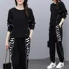 Conjunto de Moda para Mujer Tallas Grandes Elegante Holgado Primavera/Otoño Casual Deportivo Nuevo Estilo Rejuvenecedor Manga Larga Adelgazante Conjunto de Dos Piezas