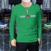 Camiseta de manga larga para hombre, estilo europeo, para otoño e invierno, con múltiples manualidades, exquisita intarsia, perforación en caliente, de algodón de alta gama, para hombre.