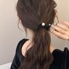 Elásticos de cabelo elásticos marrons e pretos de seda gelada, elásticos de cabelo básicos simples de cor sólida com brilho pérola para mulheres