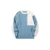 Andrei Otoño e Invierno Ropa de Punto Perezosa para Hombre de Manga Larga Estilo Coreano Ropa de Punto Bloque de Color Simple Holgada Cálida