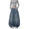 Jeans Retro Americanos para Hombres y Mujeres, Marca de Moda Otoñal Cleanfit Sueltos Vintage de Pierna Ancha Largos hasta el Suelo