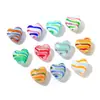 Perlas de Vid soplado color caramelo rayado con forma de corazón, 16MM, Agujero Recto, Materiales para Bisutería DIY