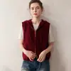 Chaleco con capucha de cachemira holgado casual para mujer, prenda exterior elegante con cremallera, cárdigan de punto para Otoño e Invierno 2025