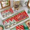 Juego de alfombrillas de cocina con temática navideña y motivos de letras, antideslizante para cuencos y platos, felpudo decorativo para la entrada del pasillo, alfombrilla resistente a la suciedad y al desgaste