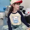 Camiseta Térmica de Cuello Redondo para Niñas, Ropa Interior de Manga Larga Raglán para Niños Medianos y Mayores, Moda Otoño/Invierno, Trendy
