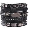 Pulseira Masculina Transfronteiriça DIY Tecida de Couro, Combinação de Joias de Mão Estilo Punk com Contas de Caveira Mais Vendida Europeia e Americana