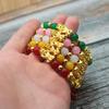 Europa e Estados Unidos imitação transfronteiriça ouro de areia vietnamita cinco grupos de pulseira corajosa ágata vermelha cristal com contas pulseira feminina simples versátil