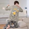 Pijama de Primavera y Otoño para Hombre de Manga Larga 2025 Holgado de Dibujos Animados Ropa de Exterior Juvenil Talla Extra Traje para el Hogar Traje de Dos Piezas