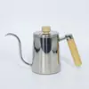 Bule manual para café com balança bico fino boca pequena doméstico com tampa cabo de madeira 400/600 ml bule para café