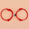 Pulsera ajustable de pareja/novias tejida con cuerda milanesa y hebilla magnética en forma de corazón blanco y negro, nueva de Amazon transfronterizo
