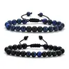 Pulsera trenzada de piedra volcánica popular de Amazon para hombre, pulsera de ojo de tigre con cuentas, pulsera de moda hecha a mano para hombre