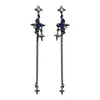 Brincos de Franja Estrela do Abismo Estrela de Quatro Pontas para Mulheres Design Original Estilo Escuro Único Luxo Leve Sensação de Alto Padrão Ornamentos de Orelha com Pino de Prata