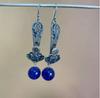 Aretes Ruyi de Plata Esterlina Retro s925 Horneado Azul Lapis Lazulein Ágata Roja Diseño Nicho Nueva Tecnología para Regalos de Novia
