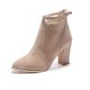 Botas Martin Talla Grande, Estilo Otoño e Invierno, Estilo Europeo y Americano, Botas de Mujer con Tacón Alto Grueso, Botas Martin con Cremallera Trasera, Botines de Terciopelo, Al Por Mayor en Stock