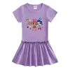 2023 nuevo verano estilo coreano ropa infantil vestido de manga corta algodón bebé orejas de madera plisado estilo occidental falda fina