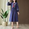 Vestido Bordado Primavera e Verão Nova Chegada Yunnan Lijiang Qinghai Estilo Étnico Algodão e Linho Vestido Bordado Vestido de Viagem Praia