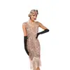 Nuevo Vestido de Moda con Escote en V, Lentejuelas y Flecos, Estilo Retro Gatsby de los Años 20, para Fiesta de Graduación, Noche, Dropshipping