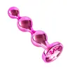 Novo Plug Anal de Metal Rosa com Três Bolas para Adultos Homens e Mulheres Produtos Eróticos SM Brinquedo de Masturbação Sedução Plug Anal