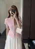 Elegancia Suave Estilo Francés, Cárdigan de Gasa Burbuja con Textura Cuello en V Estilo Coreano, Top Ajustado de Manga Corta para Mujer, Nuevo Modelo de Verano