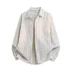Camisa de Seersucker Rayada Estilo Japonés para Hombre, Nuevo Diseño de Primavera con un Estilo Vintage Relajado, Camisa de Manga Larga con Hombros Normales, Moderna